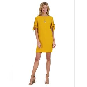 SIGNATURE BY ROBBIE BEE MUSTARD SPLIT SLEEVES DRESS NWT